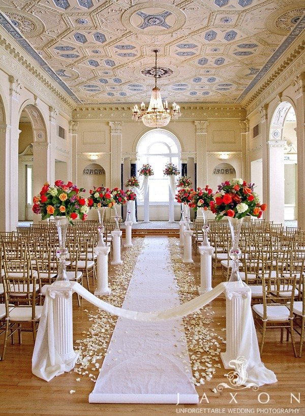 The Imperial Ballroom in Atlanta, hosted the wedding ceremony the space was decorated by Atlanta's Perfect Petals Design Group.