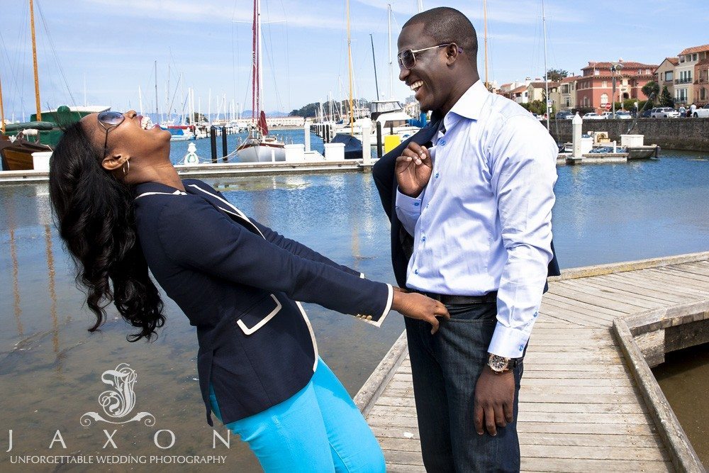 sharing a laugh Marina District, San Francisco Engagement Session