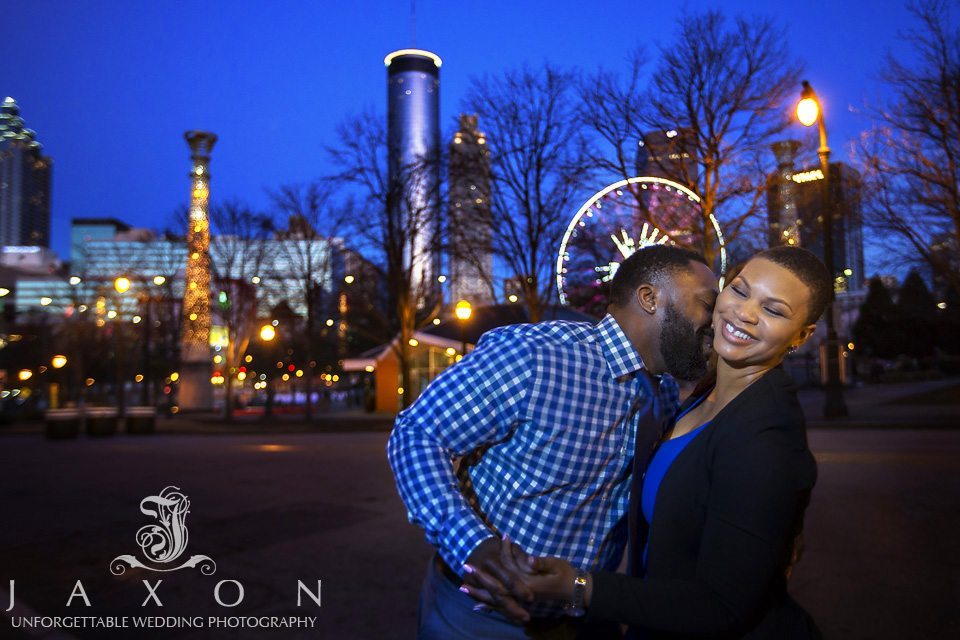 Centennial olympic park engagement session at twilight