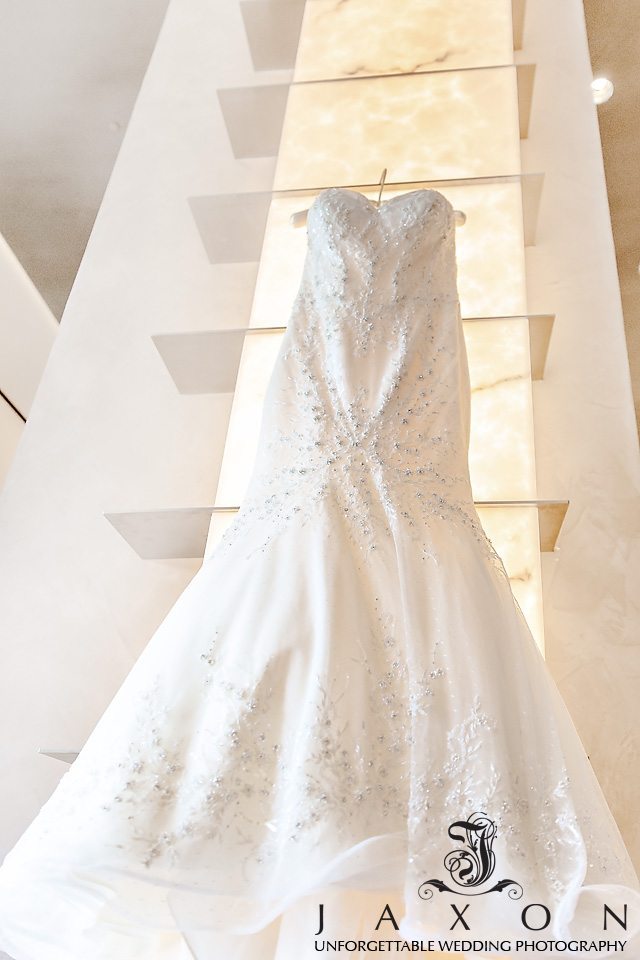 Matthew Christopher 'Brielle' strapless sweetheart soft fit and flare trumpet silhouette with ethereal skirt and beaded bodice gown Brides Dress in the Lobby at Loews Hotel in Midtown Atlanta