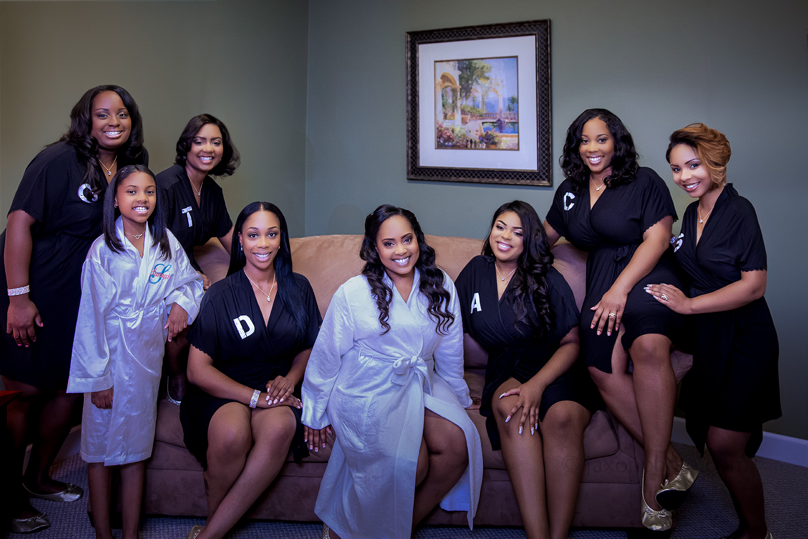 Bride and party in robes
